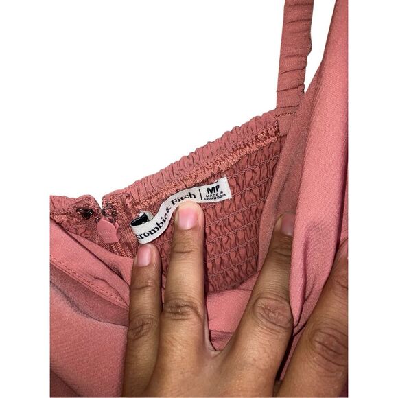 451. Abercrombie and Fitch pink twist front midi dress with a slit size Medium P - Picture 3 of 7